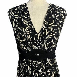 Vintage 90s Sleeveless Midi Dress 6 Black Swirls